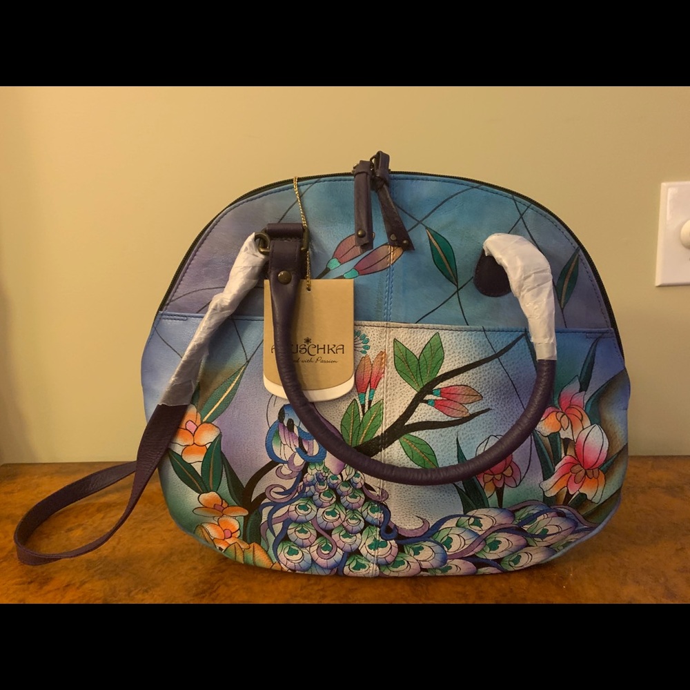 Anuschka  Hand-painted Peacock Purse
